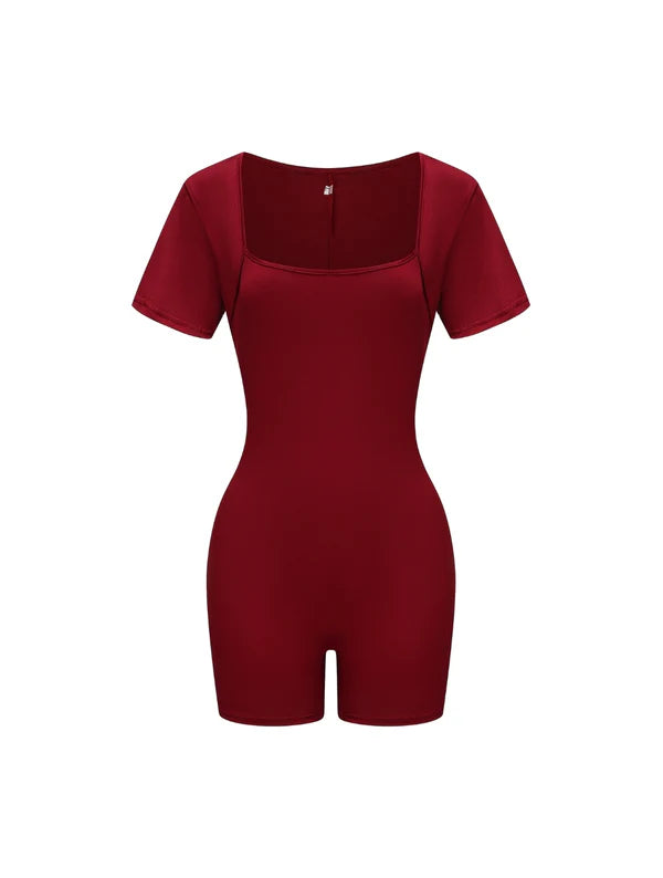 Square Neck Short Sleeve Jumpsuit