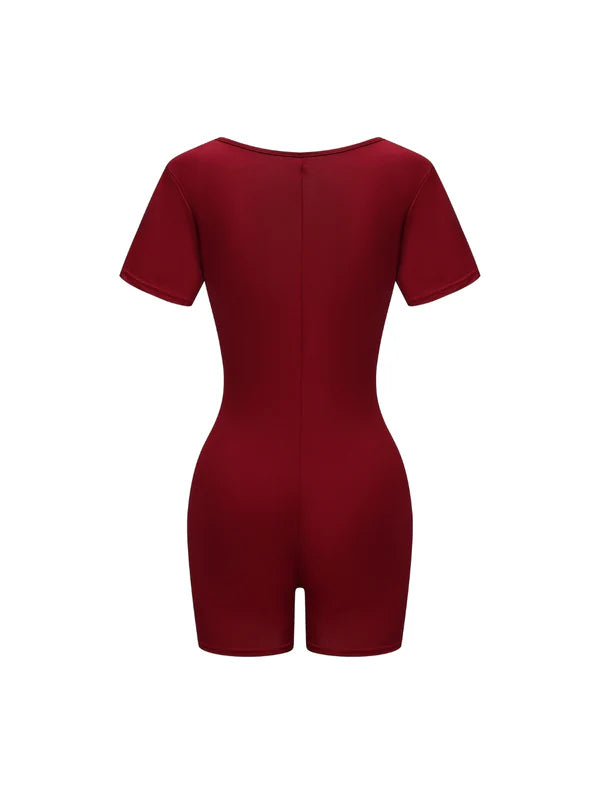 Square Neck Short Sleeve Jumpsuit