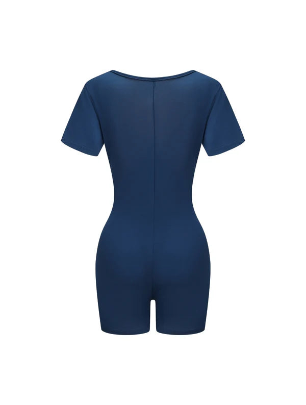 Square Neck Short Sleeve Jumpsuit