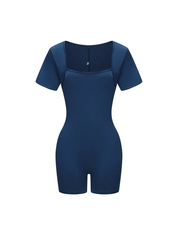 Square Neck Short Sleeve Jumpsuit