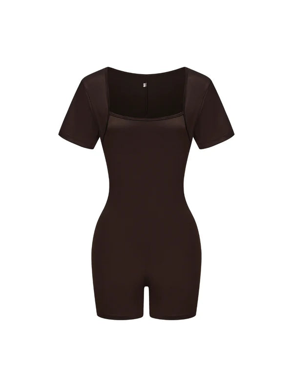 Square Neck Short Sleeve Jumpsuit